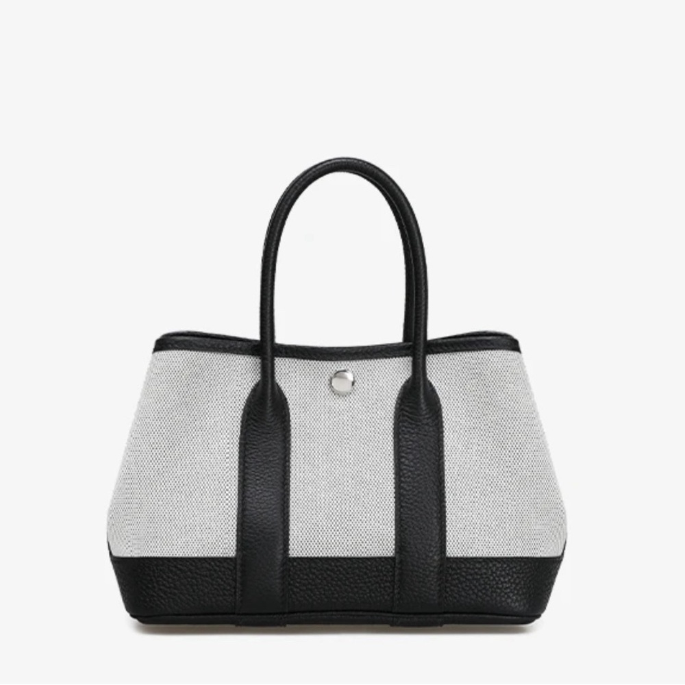 Mini Black and Grey Women's Tote Bag Real leather & Canvas